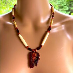 Navajo pine cone pendant beaded necklace